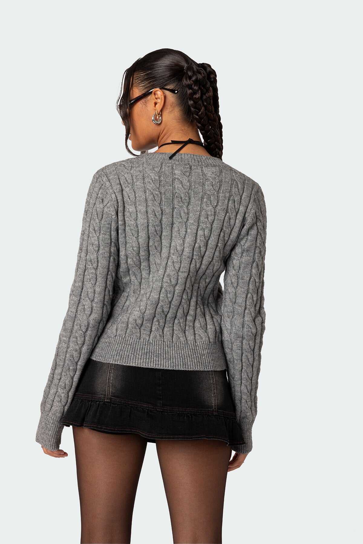 Fitted Cable Knit Sweater