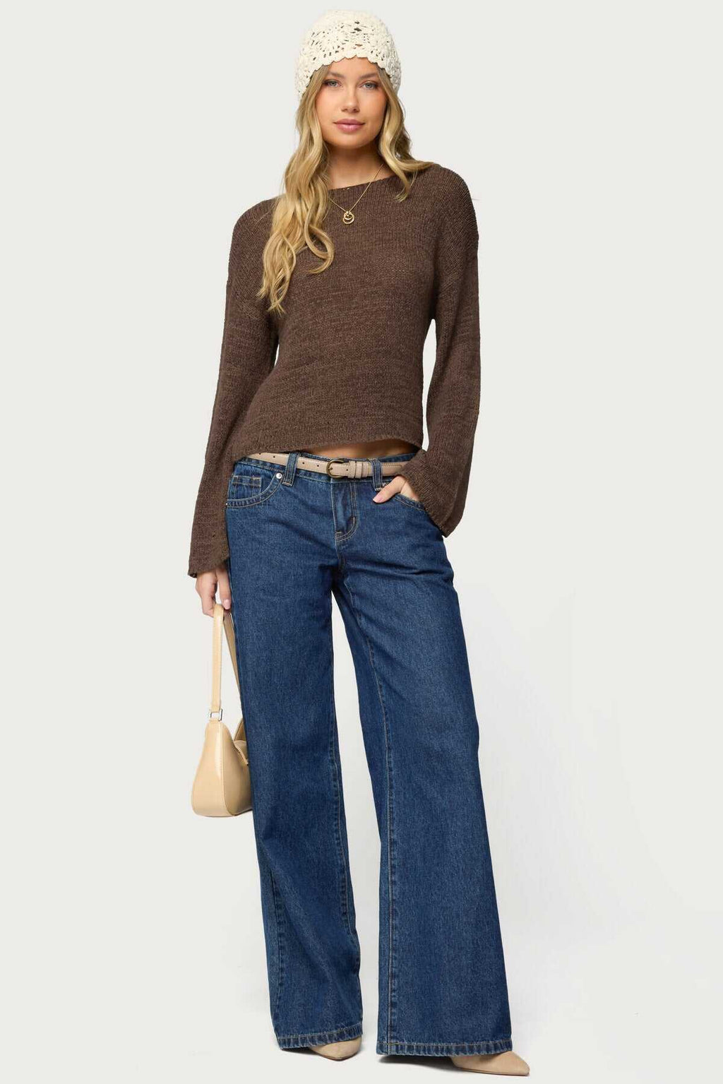 Drop Shoulder Light Knit Sweater