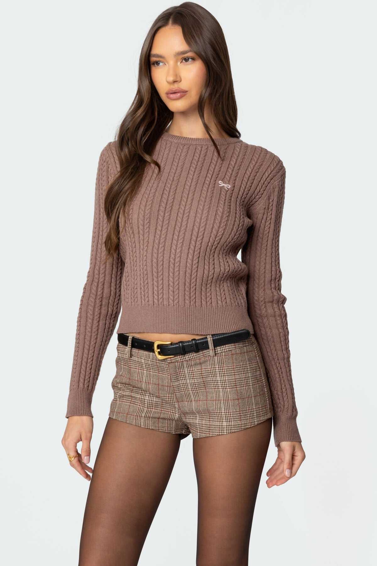 Bow Cable Knit Sweater