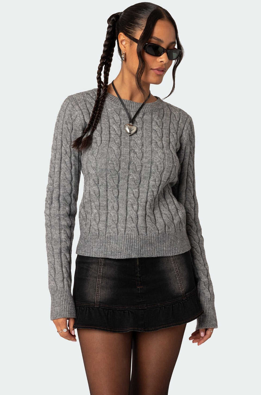 Fitted Cable Knit Sweater