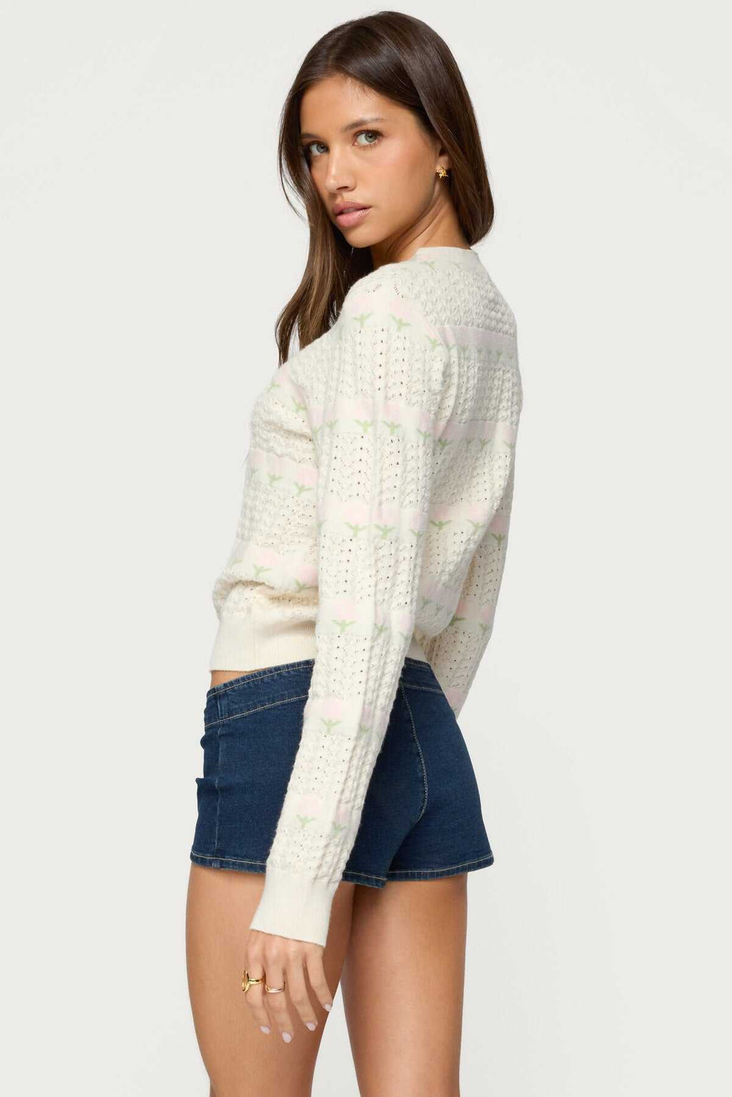 Flower Textured Knit Sweater