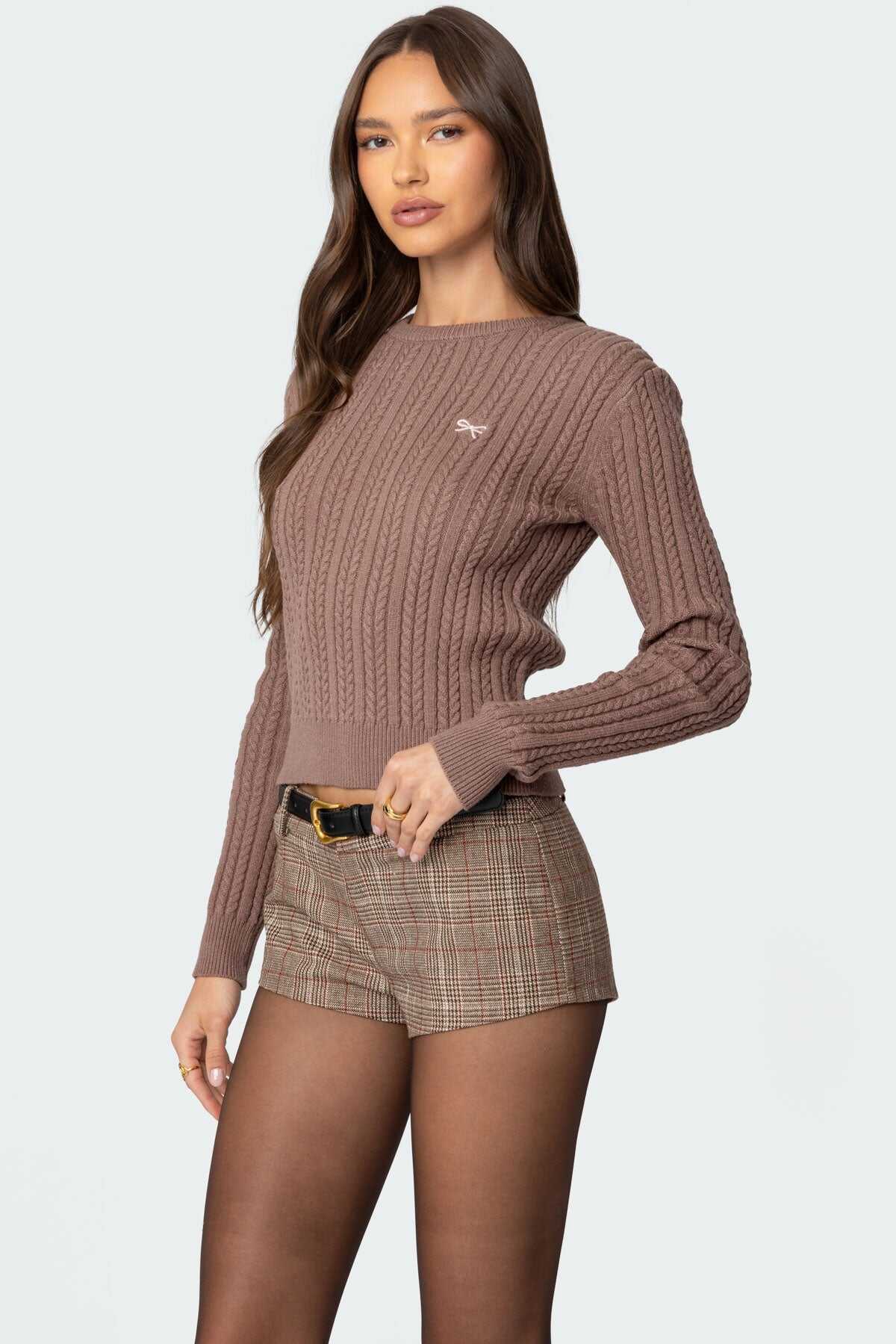 Bow Cable Knit Sweater