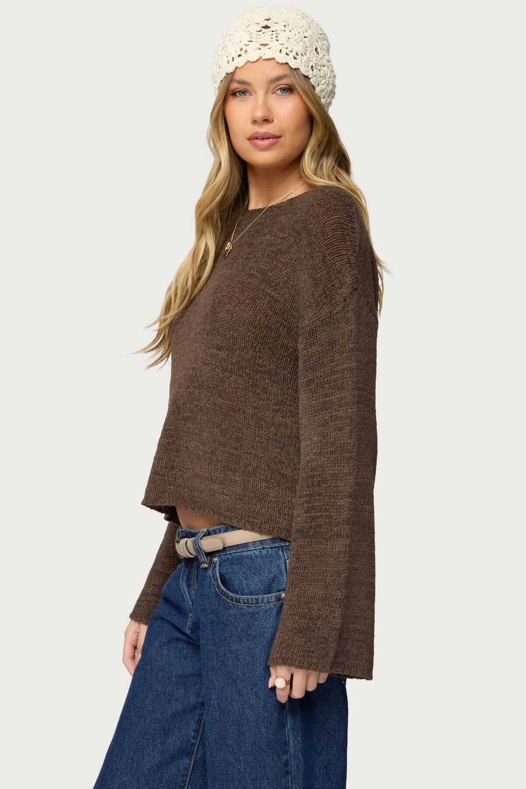 Drop Shoulder Light Knit Sweater