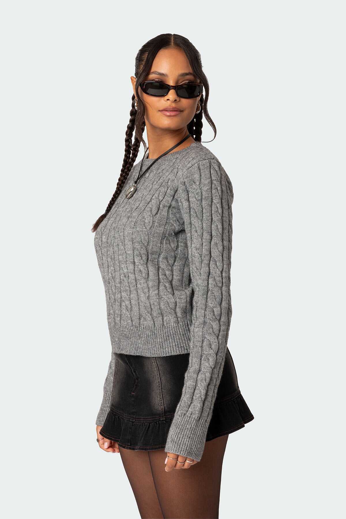 Fitted Cable Knit Sweater