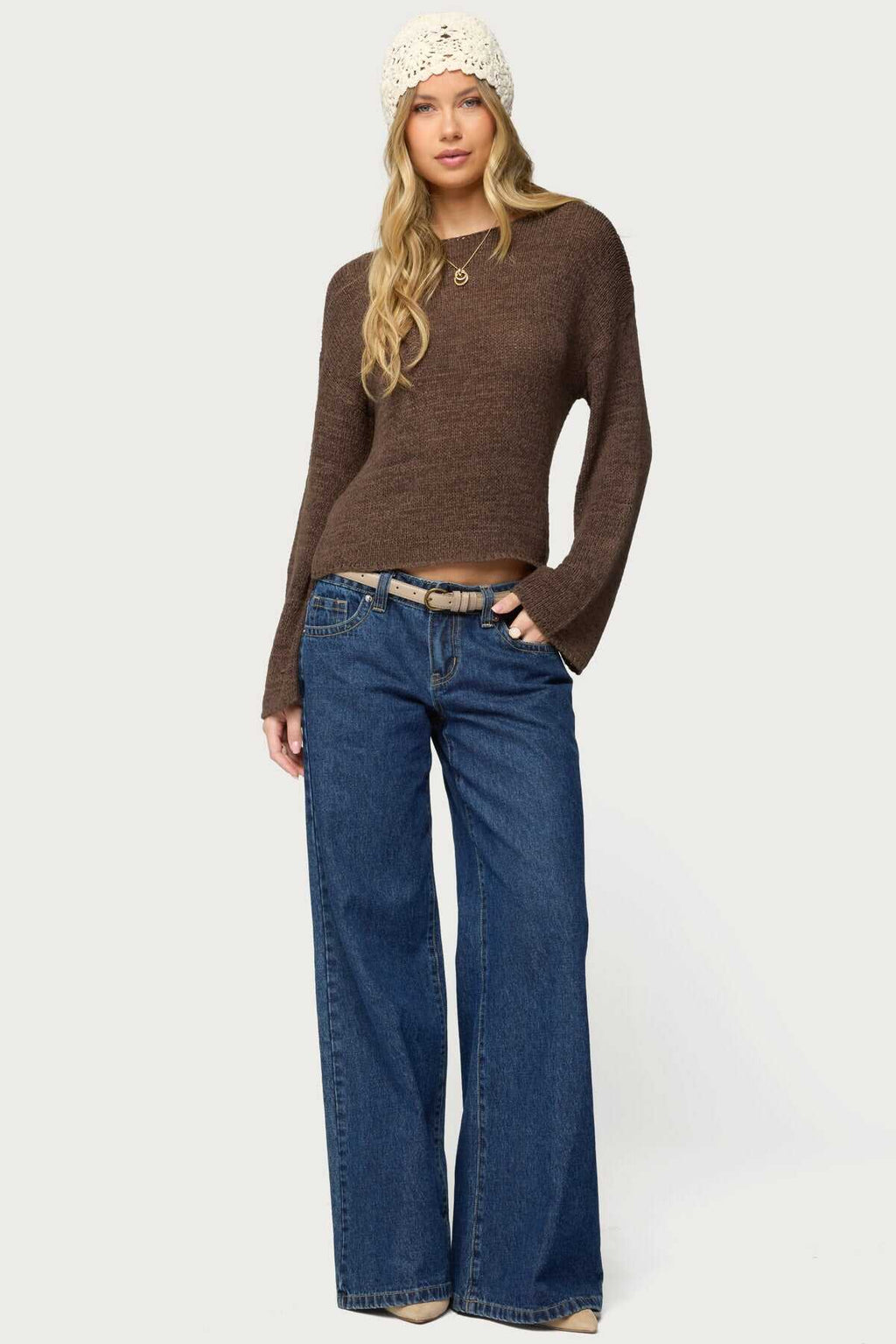 Drop Shoulder Light Knit Sweater